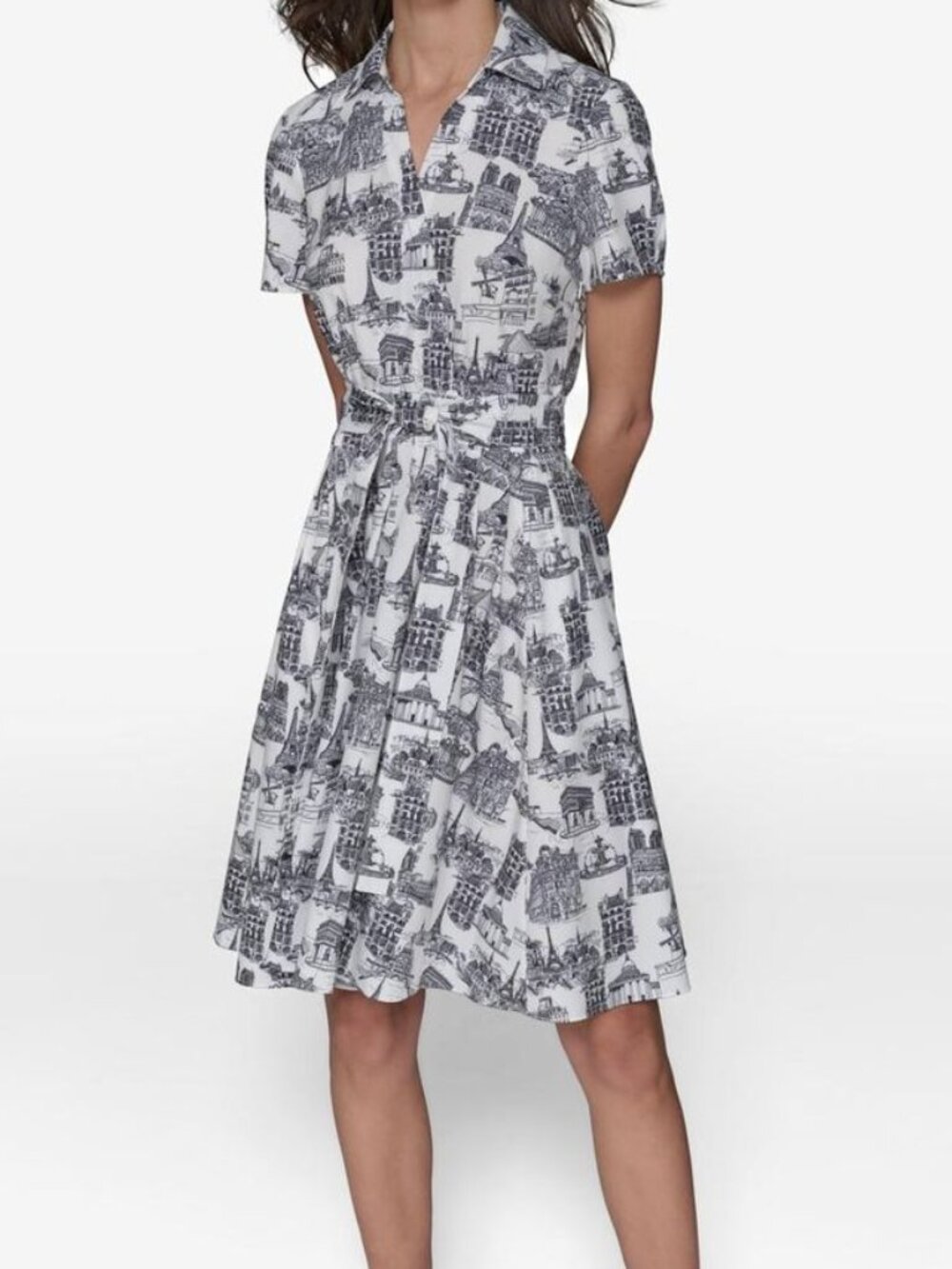 KARL LAGERFELD Women's White Paris Toile Tie-waist Dress